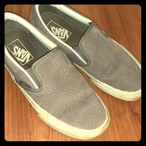 Gray waffle pattern Vans slip ons